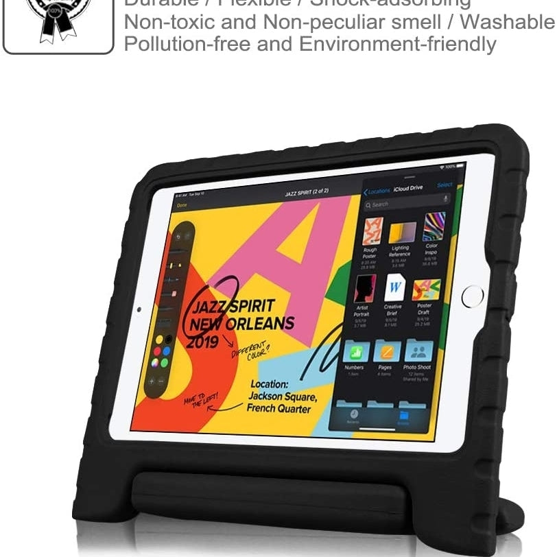 For Apple iPad Air 3rd 2019 / iPad Pro 10.5 2017 Shockproof Light Weight Kids Friendly Foam Handle Case Black Image 6