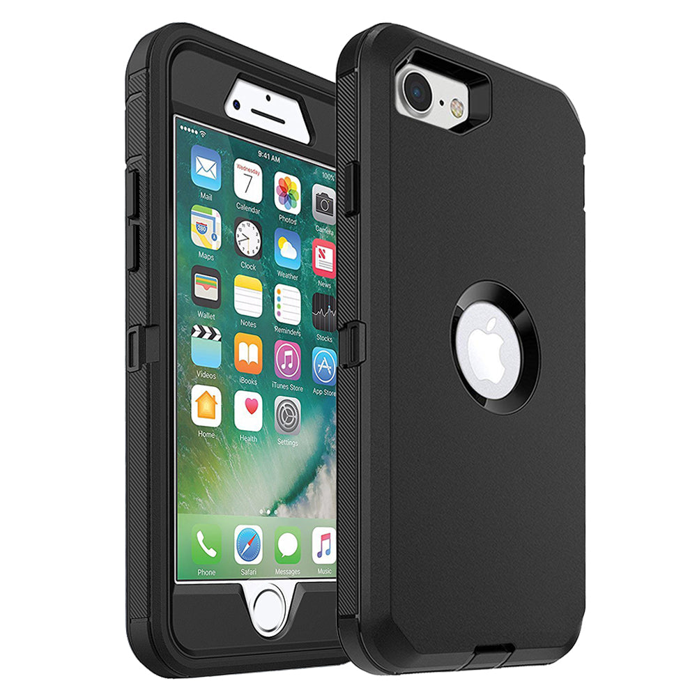 For Apple iPhone SE 2020 Heavy Duty Shockproof Armor Protective Hybrid Case Cover With Clip Black/Black Image 2