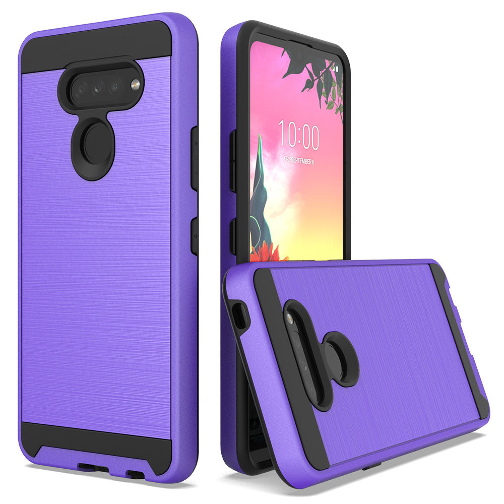 For LG Harmony 4 / K40S / Premier Pro Plus Dual layer Metal Brushed Shockproof Armor Hybrid Case Cover Black Image 3