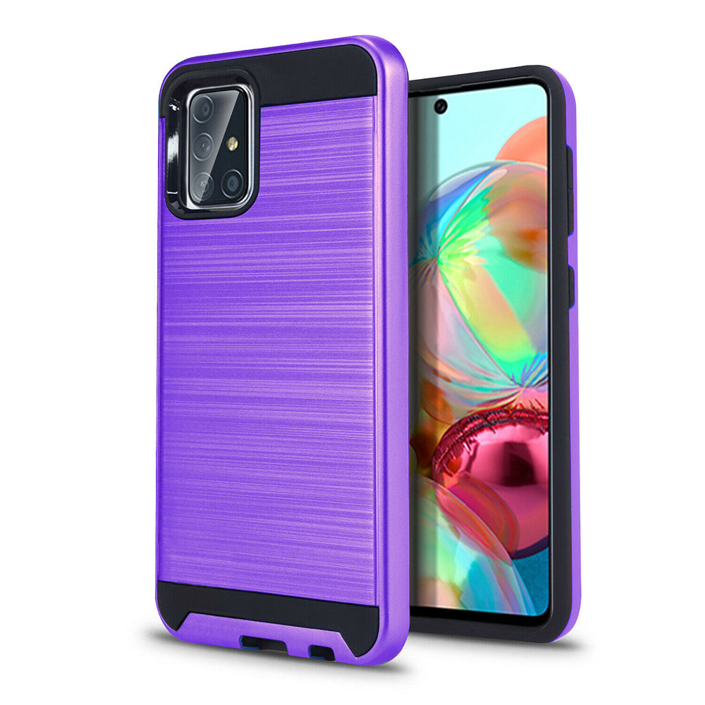 For Samsung Galaxy A71 5G / SM-A716 Dual layer Metal Brushed Shockproof Armor Hybrid Case Cover Black Image 3