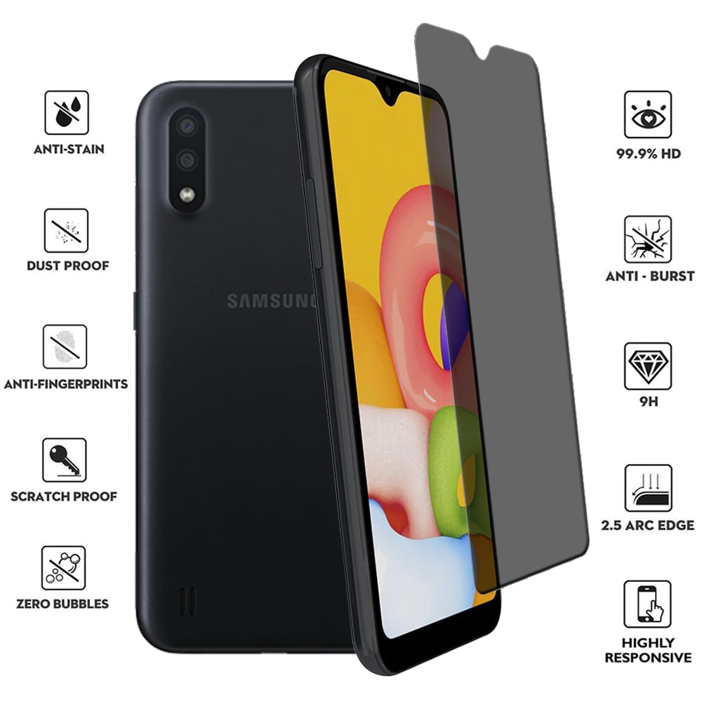 Samsung Galaxy A01 SM-A015 Privacy Tempered Glass Screen Protector Kit Image 1