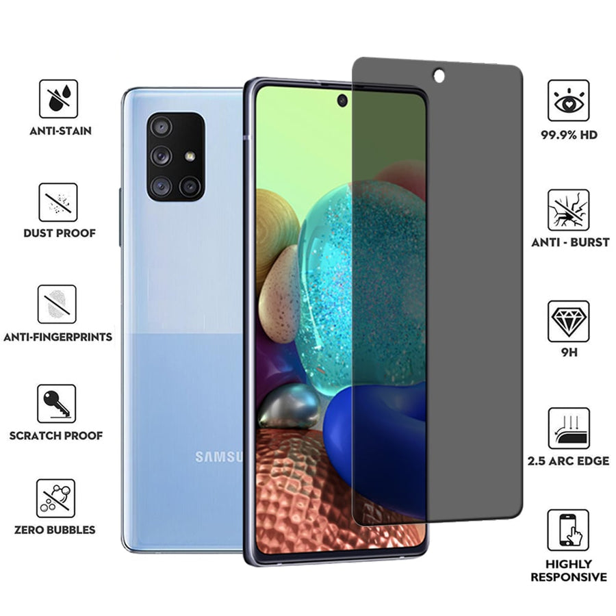 Samsung Galaxy A71 5G Privacy Tempered Glass Screen Protector Self-Adhesive Image 1