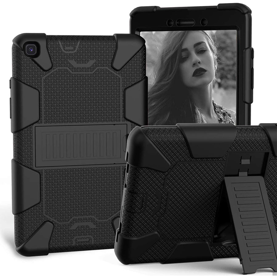 For Samsung Galaxy Tab A 8.0 2019 / T290 / T295 Dual layer Shockproof Heavy Duty Hybrid Silicone Kickstand Tablet Case Image 1