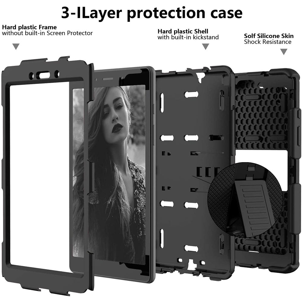 For Samsung Galaxy Tab A 8.0 2019 / T290 / T295 Dual layer Shockproof Heavy Duty Hybrid Silicone Kickstand Tablet Case Image 7