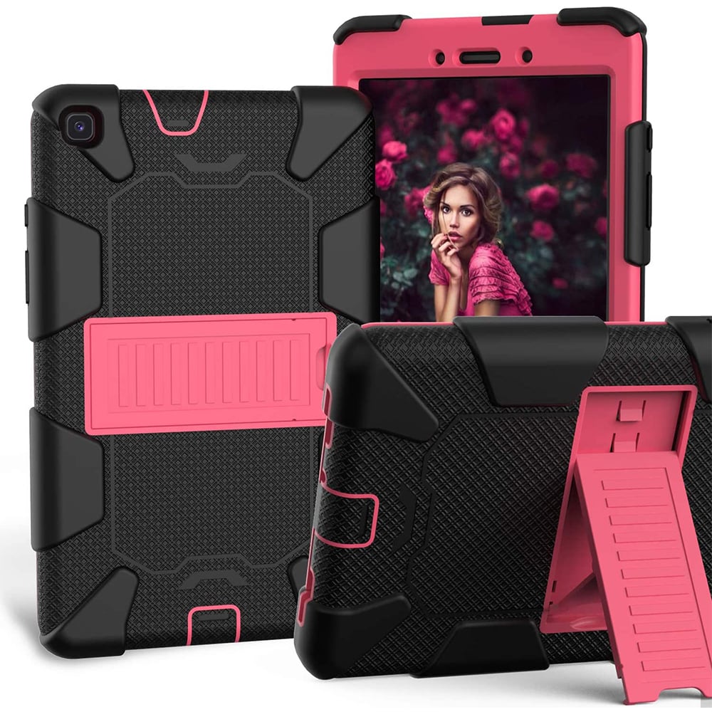 For Samsung Galaxy Tab A 8.0 2019 / T290 / T295 Dual layer Shockproof Heavy Duty Hybrid Silicone Kickstand Tablet Case Image 1