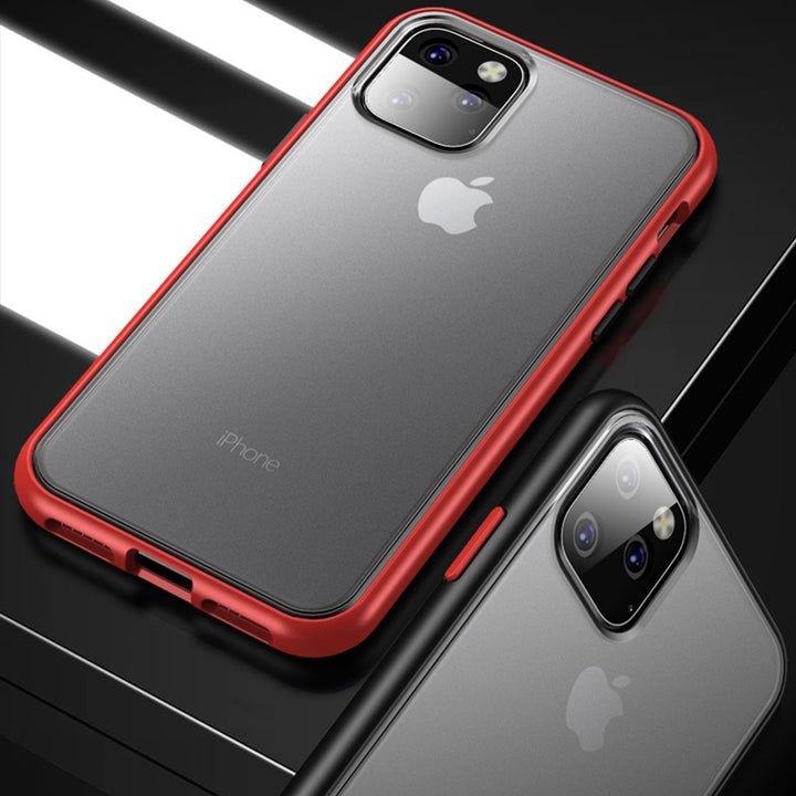 For Apple iPhone 12 Pro / iPhone 12 6.1 inch Slim Transparent Matte Colored Frame Shockproof Hybrid Case Cover Black Image 2