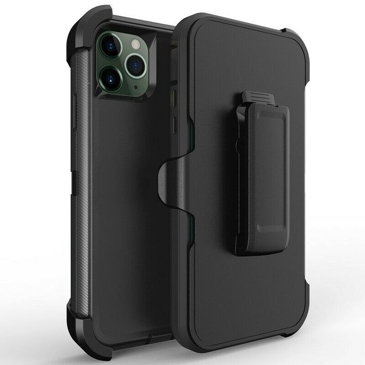 For Apple iPhone 12 Pro / iPhone 12 6.1 inch Heavy Duty Shockproof Armor Hybrid Case Cover With Clip Black/Black Image 1