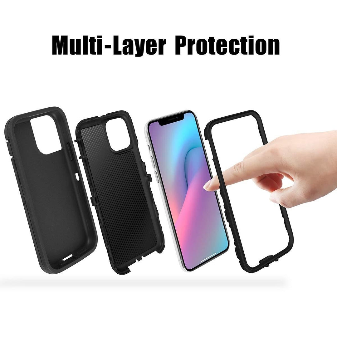 For Apple iPhone 12 Pro / iPhone 12 6.1 inch Heavy Duty Shockproof Armor Hybrid Case Cover With Clip Black/Black Image 3