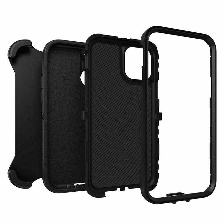 For Apple iPhone 12 Pro / iPhone 12 6.1 inch Heavy Duty Shockproof Armor Hybrid Case Cover With Clip Black/Black Image 4