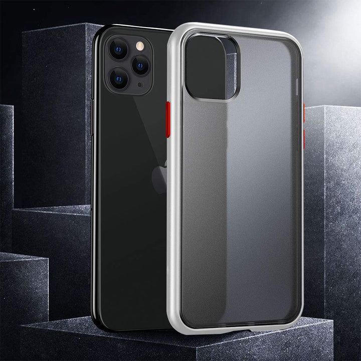 For Apple iPhone 12 Mini 5.4 inch Slim Transparent Matte Colored Frame Shockproof Hybrid Case Cover Black Image 1