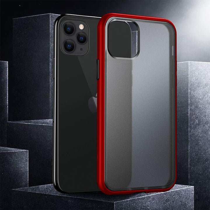 For Apple iPhone 12 Pro Max 6.7 inch Slim Transparent Matte Colored Frame Shockproof Hybrid Case Cover Black Image 1