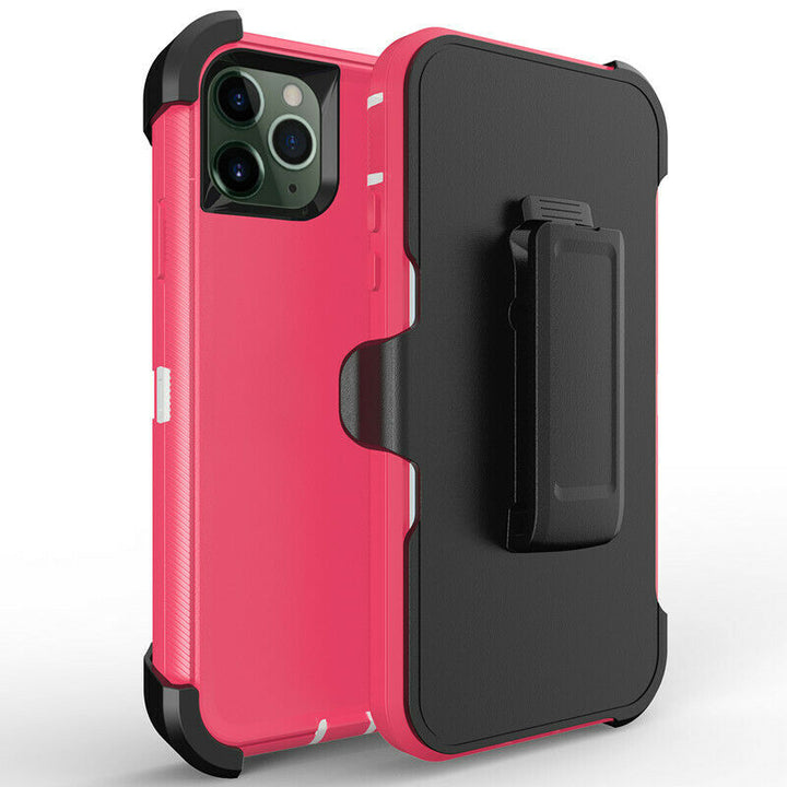 For Apple iPhone 12 Pro / iPhone 12 6.1 inch Heavy Duty Shockproof Armor Hybrid Case Cover With Clip Black/Black Image 11