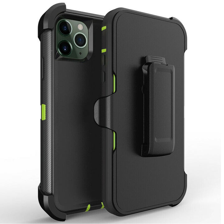 For Apple iPhone 12 Pro Max 6.7 inch Heavy Duty Shockproof Armor Hybrid Case Cover With Clip Black/Black Image 1