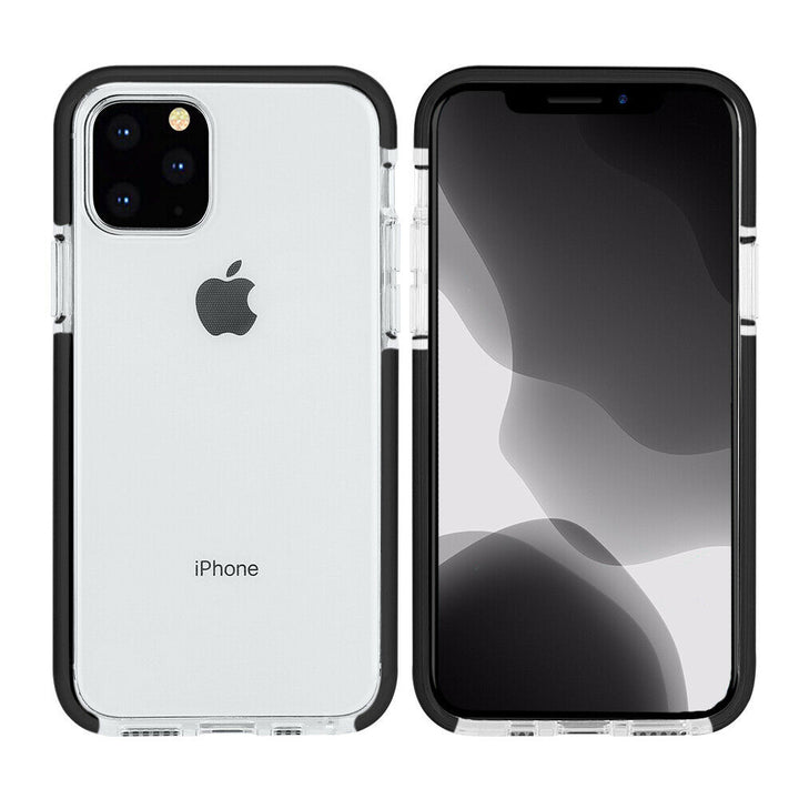 For Apple iPhone 12 Pro / iPhone 12 6.1 inch Full Body Clear TPU Bumper Shockproof Protective Hybrid Case Cover Black Image 3