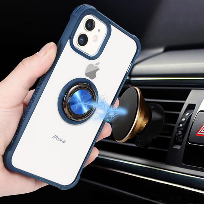 For Apple iPhone 12 / Phone 12 Pro Max 6.1 inch Ring Holder Stand Magnetic Car Mount Protective Hybrid Case Cover Black Image 3