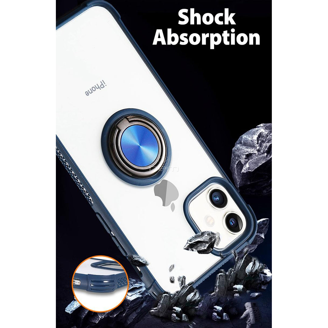 For Apple iPhone 12 / Phone 12 Pro Max 6.1 inch Ring Holder Stand Magnetic Car Mount Protective Hybrid Case Cover Black Image 6