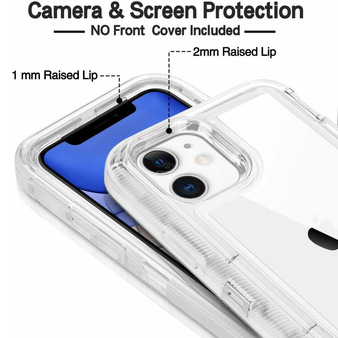 For Apple iPhone 12 / iPhone 12 Pro 6.1 inch Transparent Defender Armor Hybrid Case Cover Clear Image 3