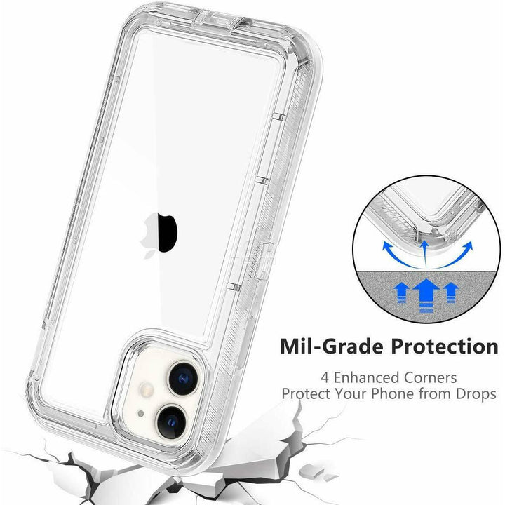 For Apple iPhone 12 Mini 5.4 inch Transparent Defender Armor Hybrid Case Cover Clear Image 6