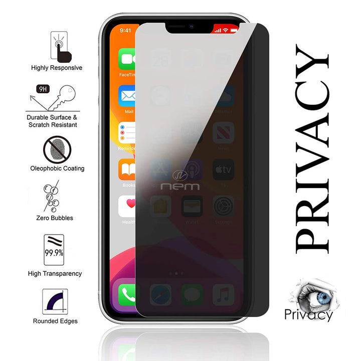 For Apple iPhone 12 / Phone 12 Pro Max 6.1 inch Privacy Glass Screen Protector Image 1