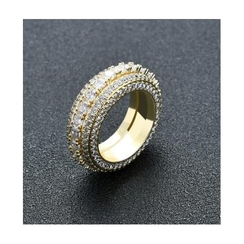 Five rows of Artificial zircon rotatable ring full of Artificial zircon hip-hop tide Image 1