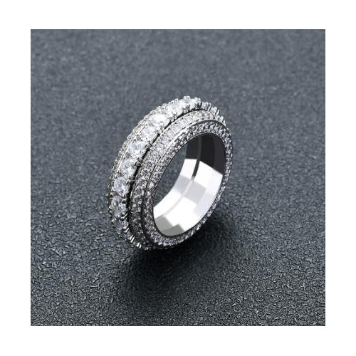 Five rows of Artificial zircon rotatable ring full of Artificial zircon hip-hop tide Image 2