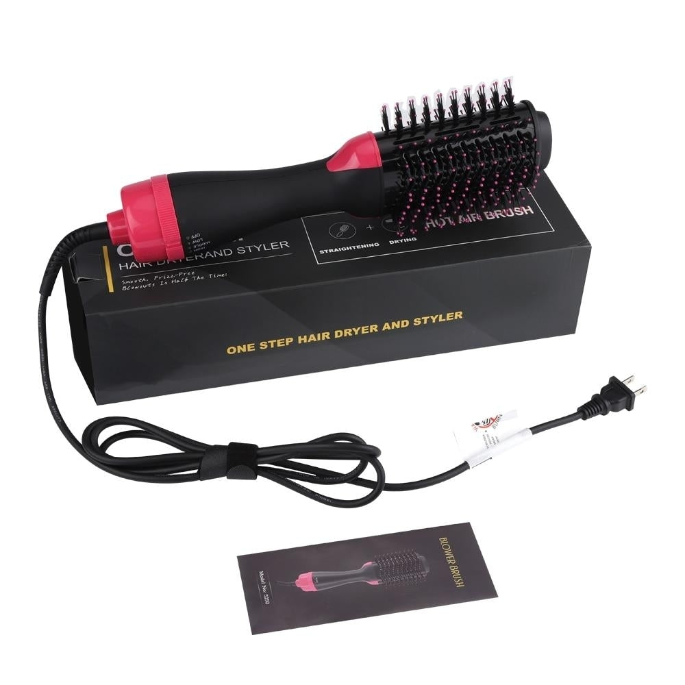 2 In 1 Hair Dryer Salon Hot Air Paddle Styling Brush Negative Ion Generator Straightener Curler Comb Tools Image 2