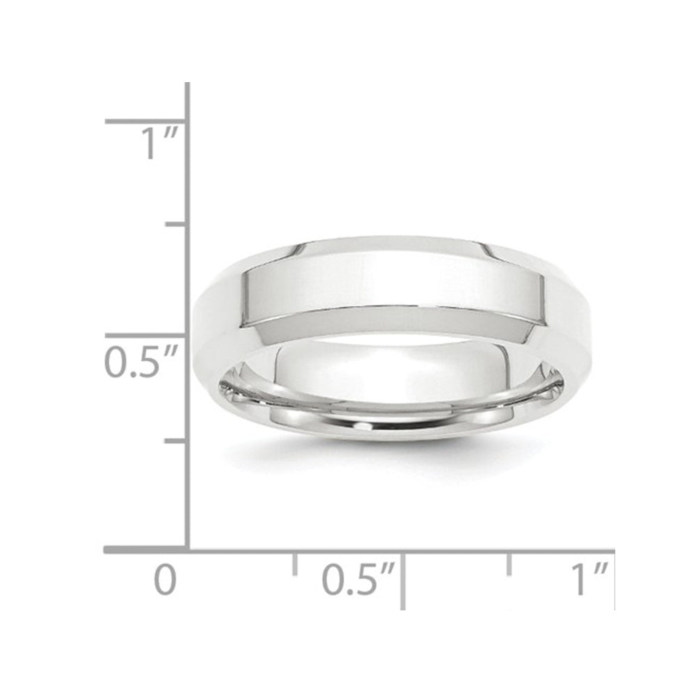 Mens Platinum Wedding Band Ring Beveled Edge 6mm Image 3