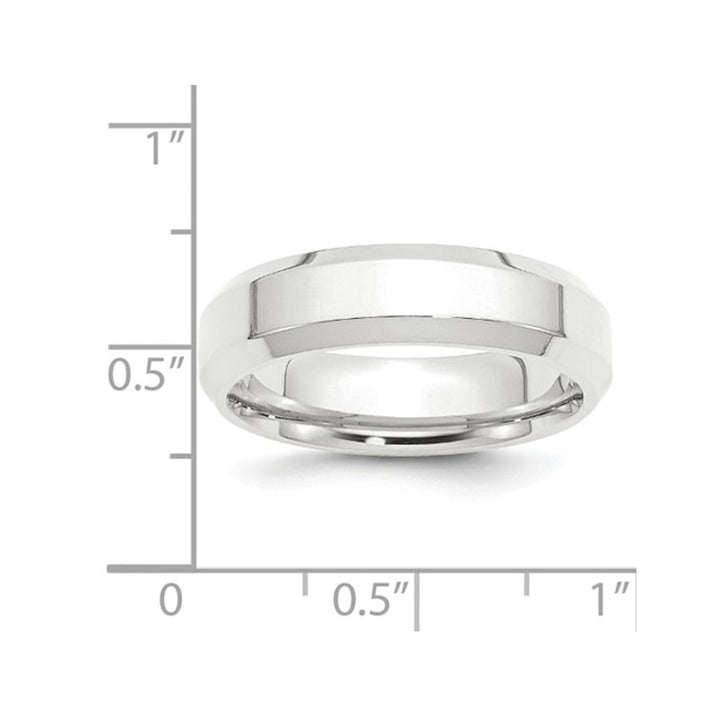 Mens Platinum Wedding Band Ring Beveled Edge 6mm Image 3