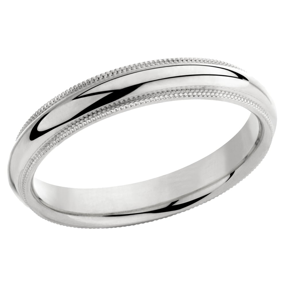 Ladies or Mens Comfort Fit 4mm Milgrain Wedding Band Ring in Sterling Silver Image 2