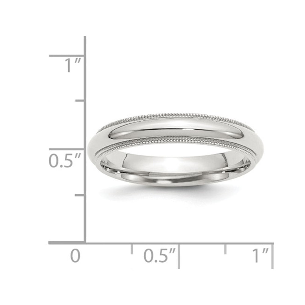Ladies or Mens Comfort Fit 4mm Milgrain Wedding Band Ring in Sterling Silver Image 3