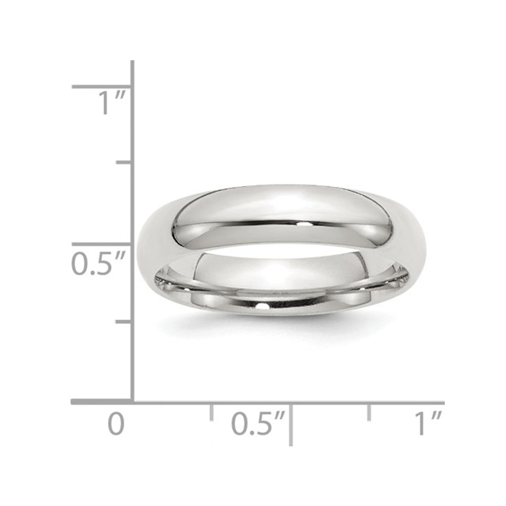 Ladies Comfort Fit 5mm Wedding Band Ring in Sterling Silver Image 3