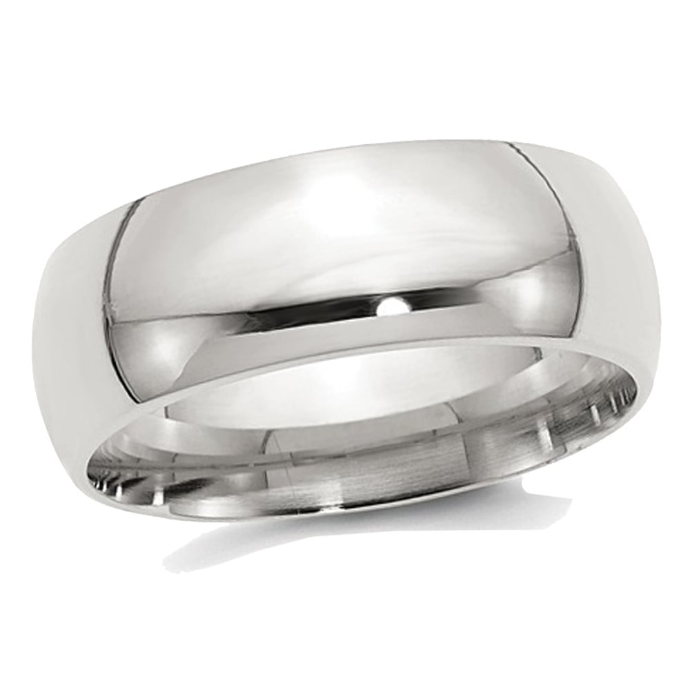 Mens Sterling Silver 8mm Comfort Fit Wedding Band Ring Image 1