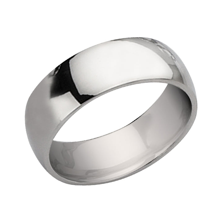 Mens Chisel 8mm Stainless Steel Polished Wedding Band Ring Image 2