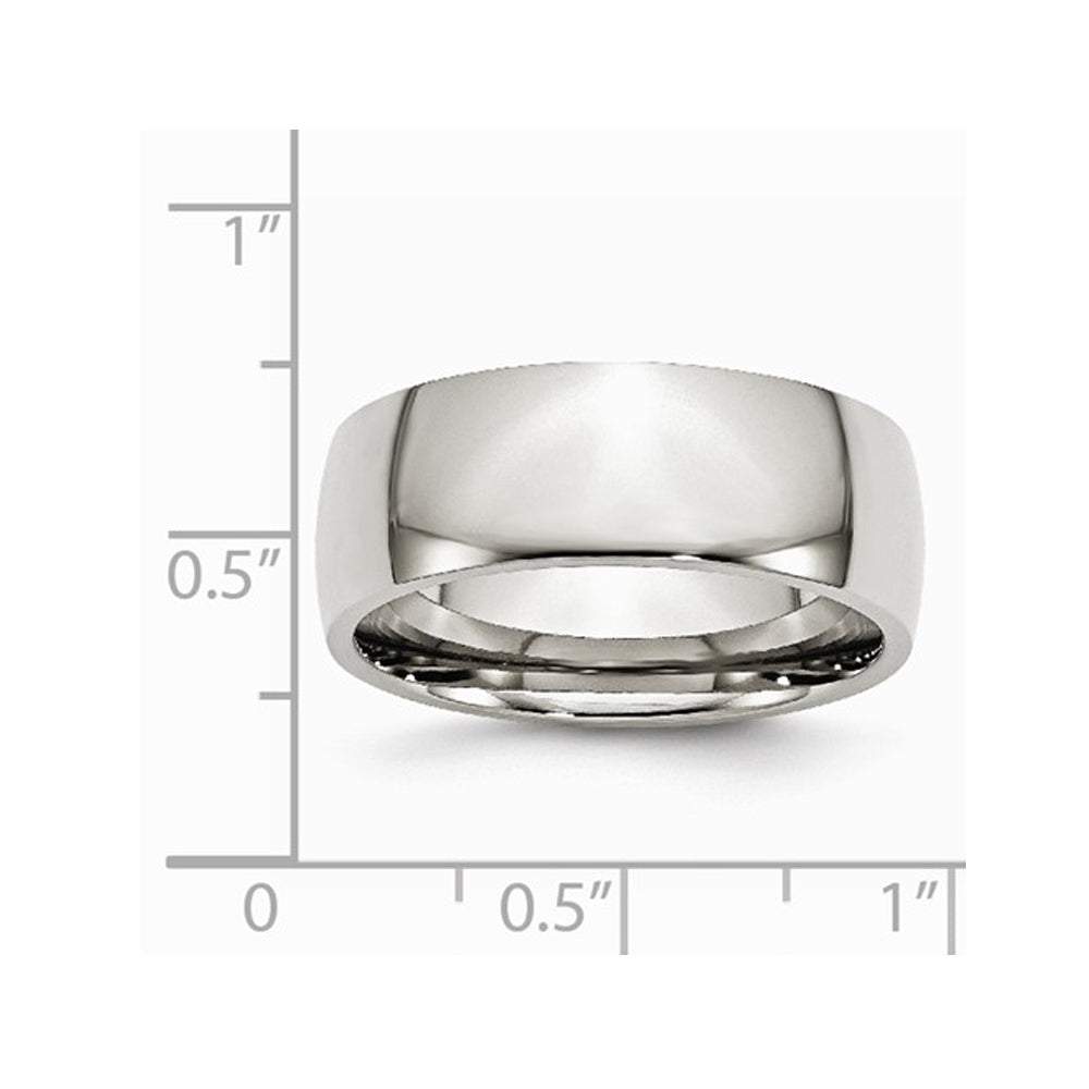 Mens Chisel 8mm Stainless Steel Polished Wedding Band Ring Image 3