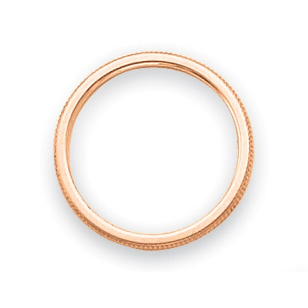 Ladies 1.5mm Stackable Milgrain Wedding Band Ring in 14K Rose Gold Image 2