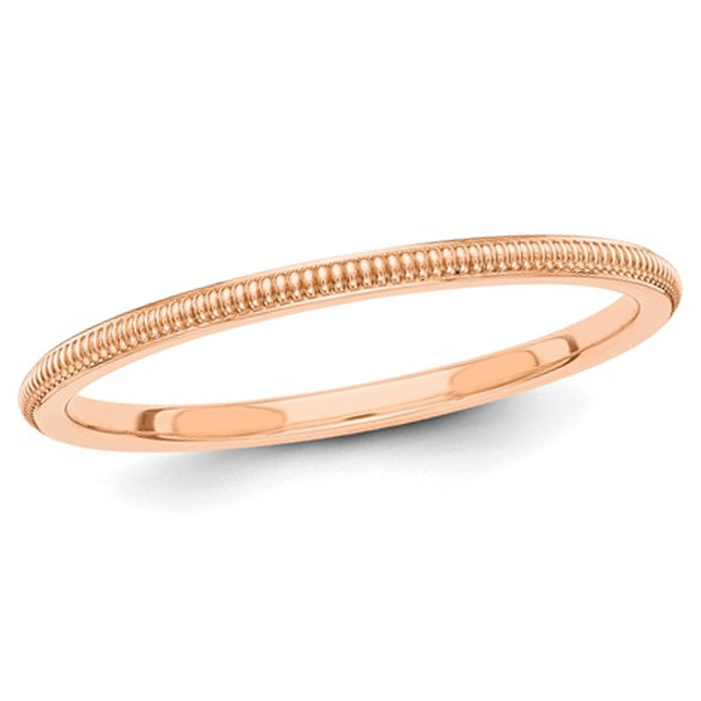 Ladies 1.5mm Stackable Milgrain Wedding Band Ring in 14K Rose Gold Image 3