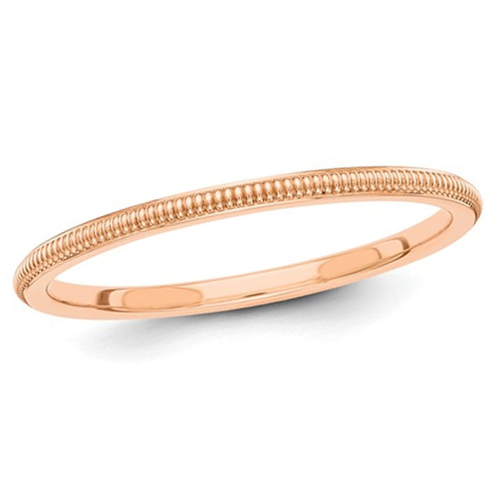 Ladies 1.5mm Stackable Milgrain Wedding Band Ring in 14K Rose Gold Image 3