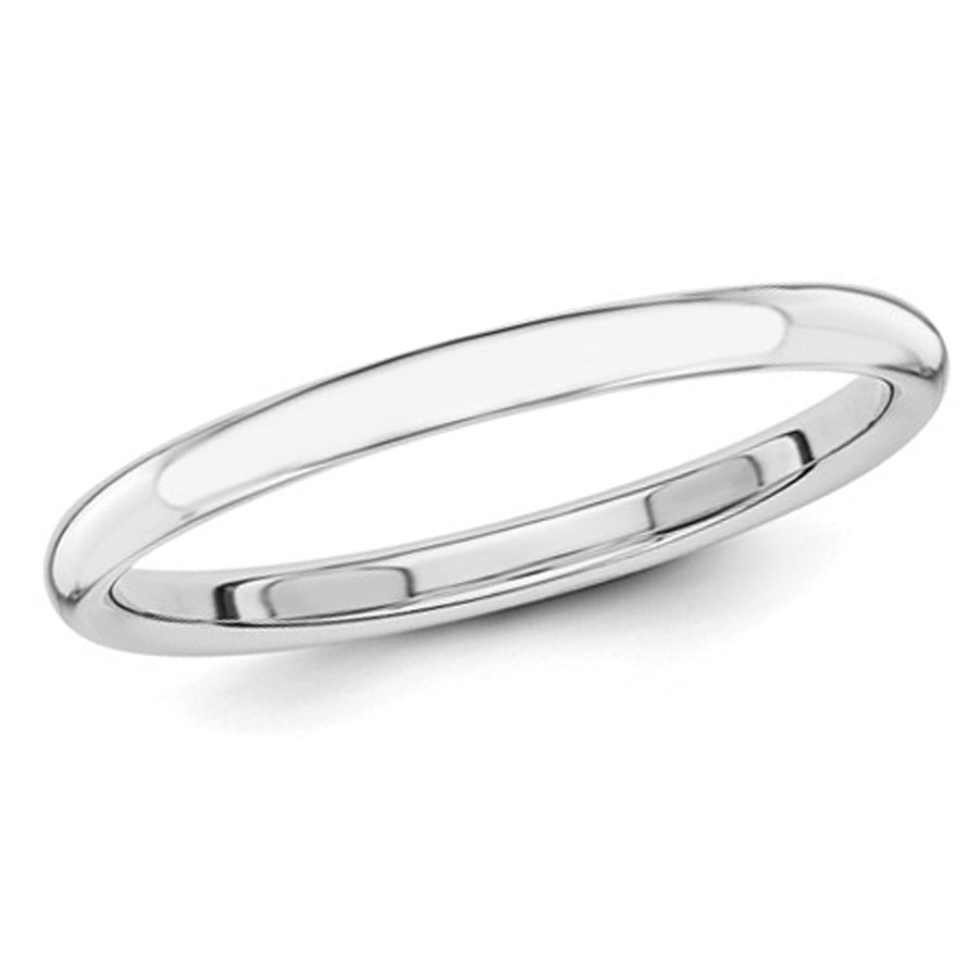 Ladies 14K White Gold 2mm Stackable Wedding Band Ring Image 1