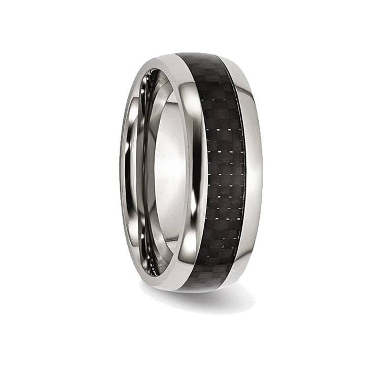 Mens Chisel 8mm Stainless Steel and Carbon Fiber Wedding Band Ring Image 4