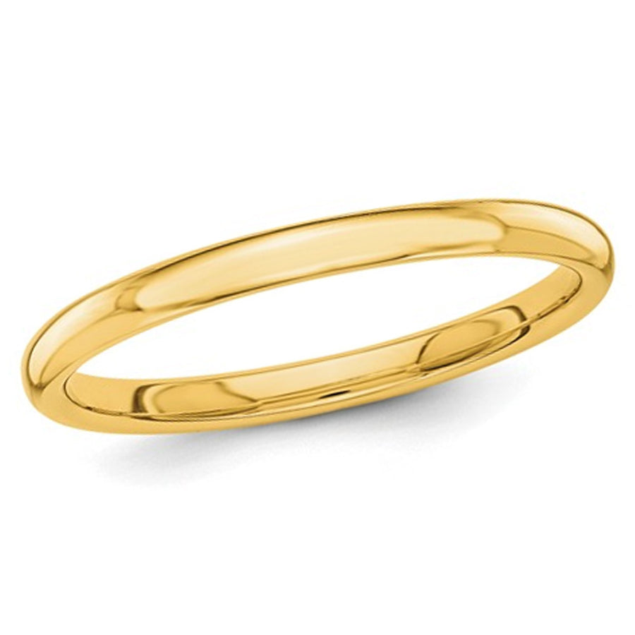 Ladies 14K Yellow Gold 2mm Stackable Wedding Band Ring Image 1