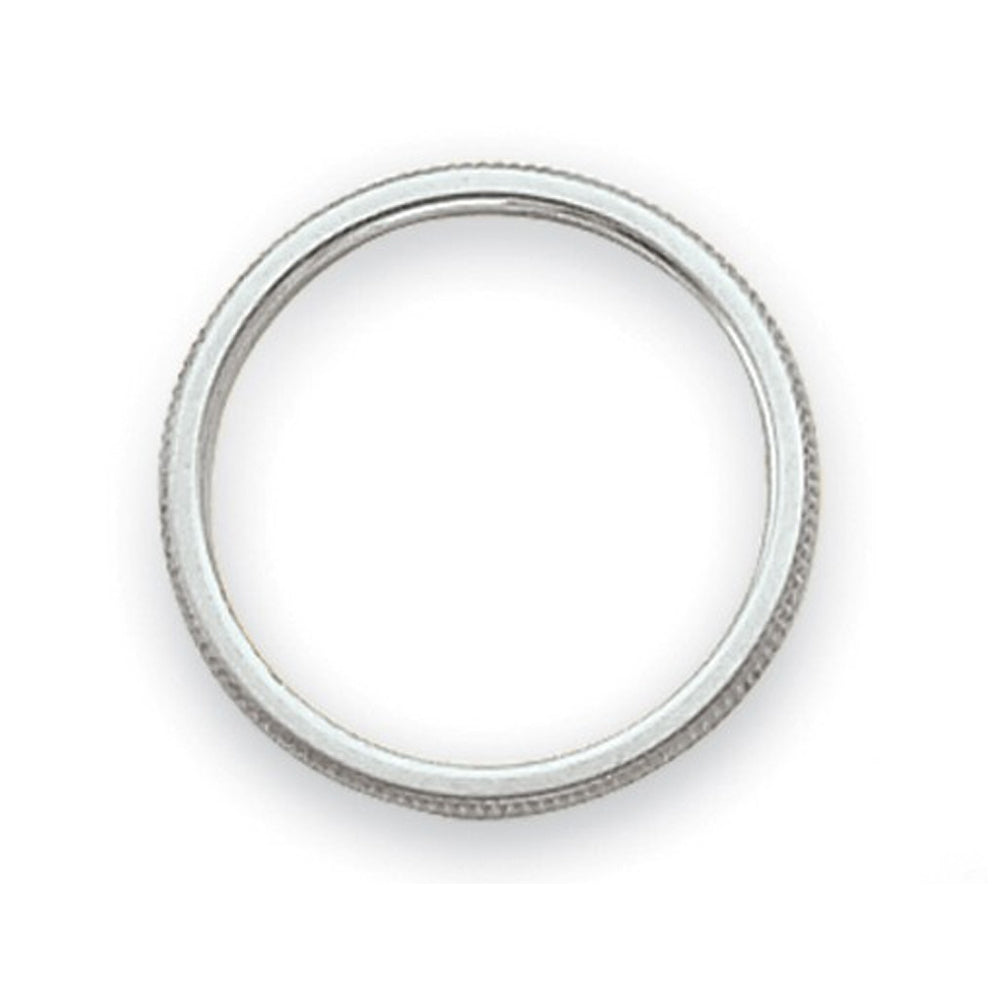Ladies 2mm Stackable Milgrain Wedding Band Ring in 14K White Gold Image 3