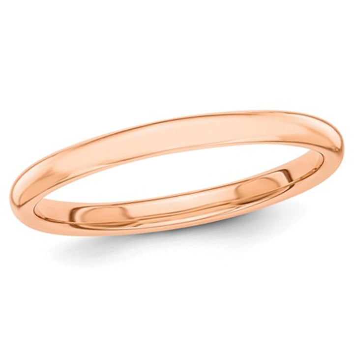 Ladies 2mm Stackable Wedding Band Ring in 14K Rose Gold Image 1