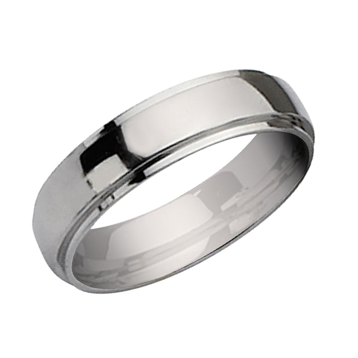 Mens Chisel 6mm Stainless Steel Ridged Wedding Band Ring Image 2