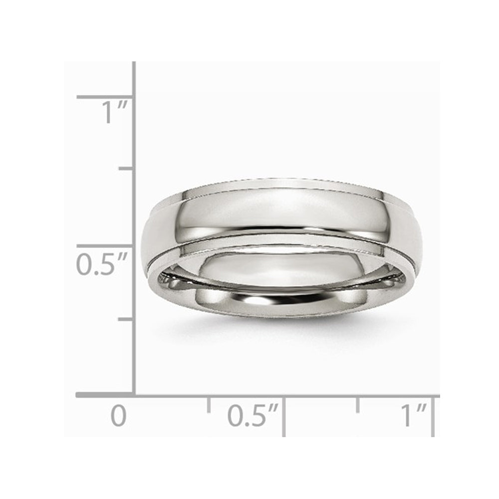 Mens Chisel 6mm Stainless Steel Ridged Wedding Band Ring Image 4