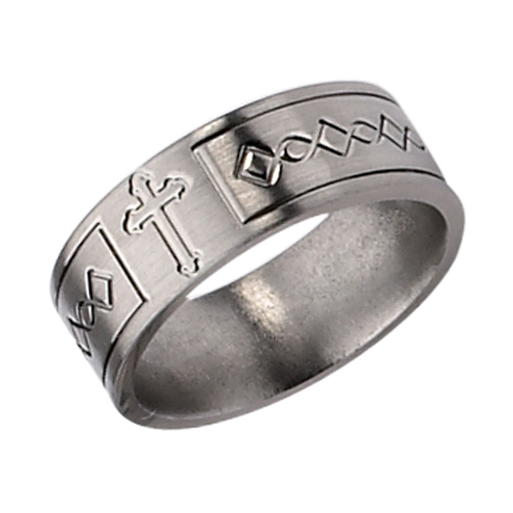 Mens 6mm Cross Design Titanium Wedding Band Ring Image 2