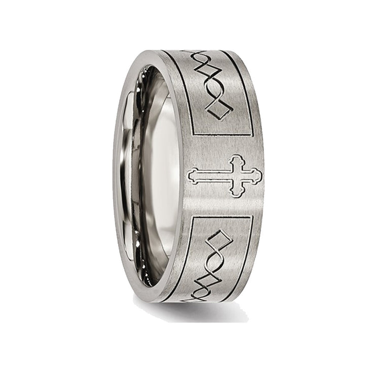 Mens 6mm Cross Design Titanium Wedding Band Ring Image 4