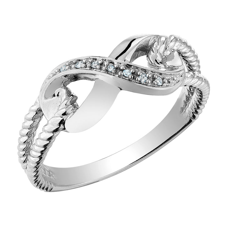 10K White Gold Infinity Promise Ring with Accent Diamonds Image 1