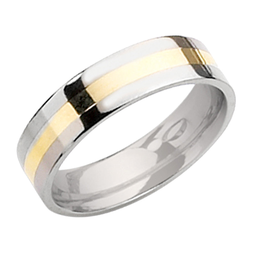 Mens 6mm Titanium Wedding Band Ring with 14 Gold Inlay Image 2