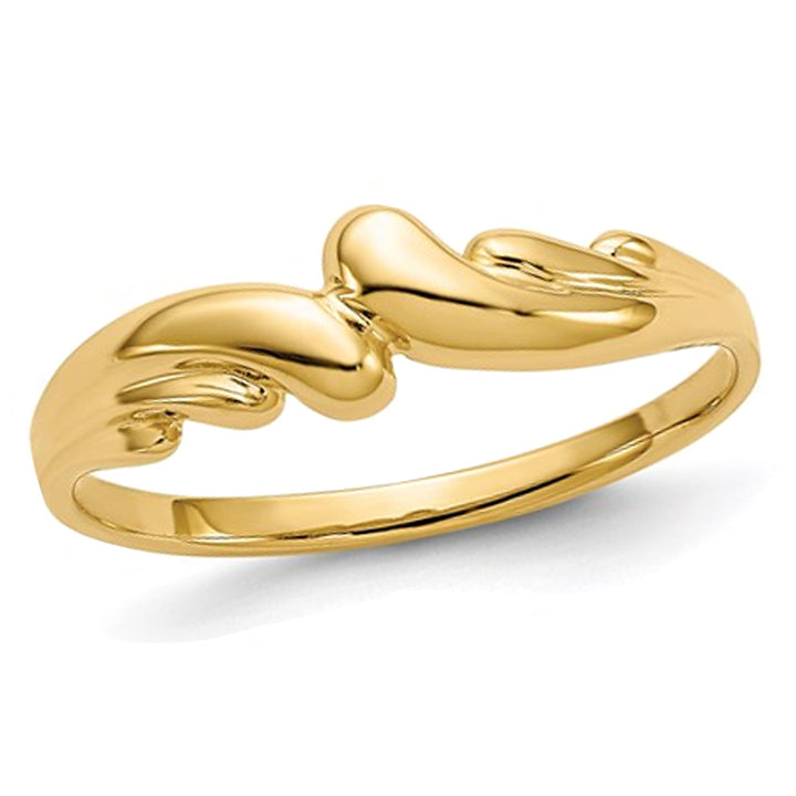 14K Yellow Gold Polished Swirl Ring Band Image 1