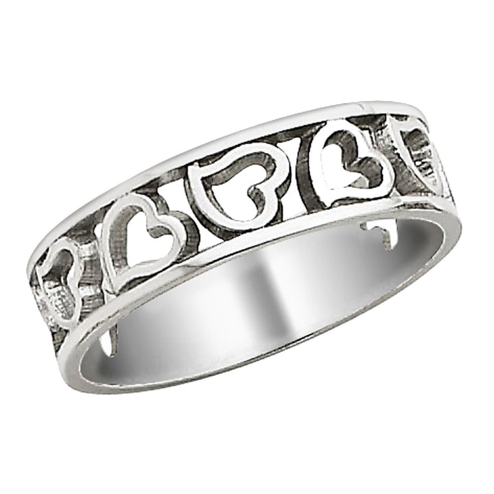 14K White Gold Heart Promise Ring Band Image 2